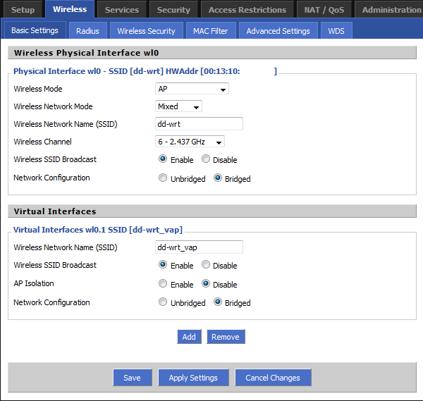 Setting up multiple WLANs in DD-WRT